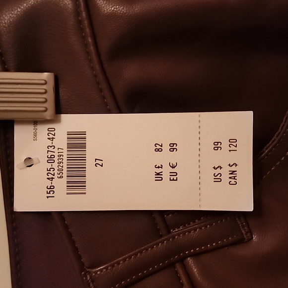 NWT A&F Faux Leather Jeans, Size 4/27, Brown - Picture 5 of 6